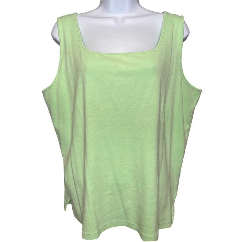SIGRID OLSEN SPORT Womens Lime‎ Green Sleeveless Top Size 1X Cotton Lightweight